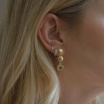 Triple Sunburst Flower Dangle Gold Earrings in 18k Gold Vermeil 925 Sterling Silver