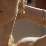 Small Dangle Freshwater Pearl Everyday Huggie Hoop Gold Earrings