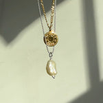 Hermes Pendant Necklace Natural Freshwater Pearl Keshi Choker Gold Silver Necklace