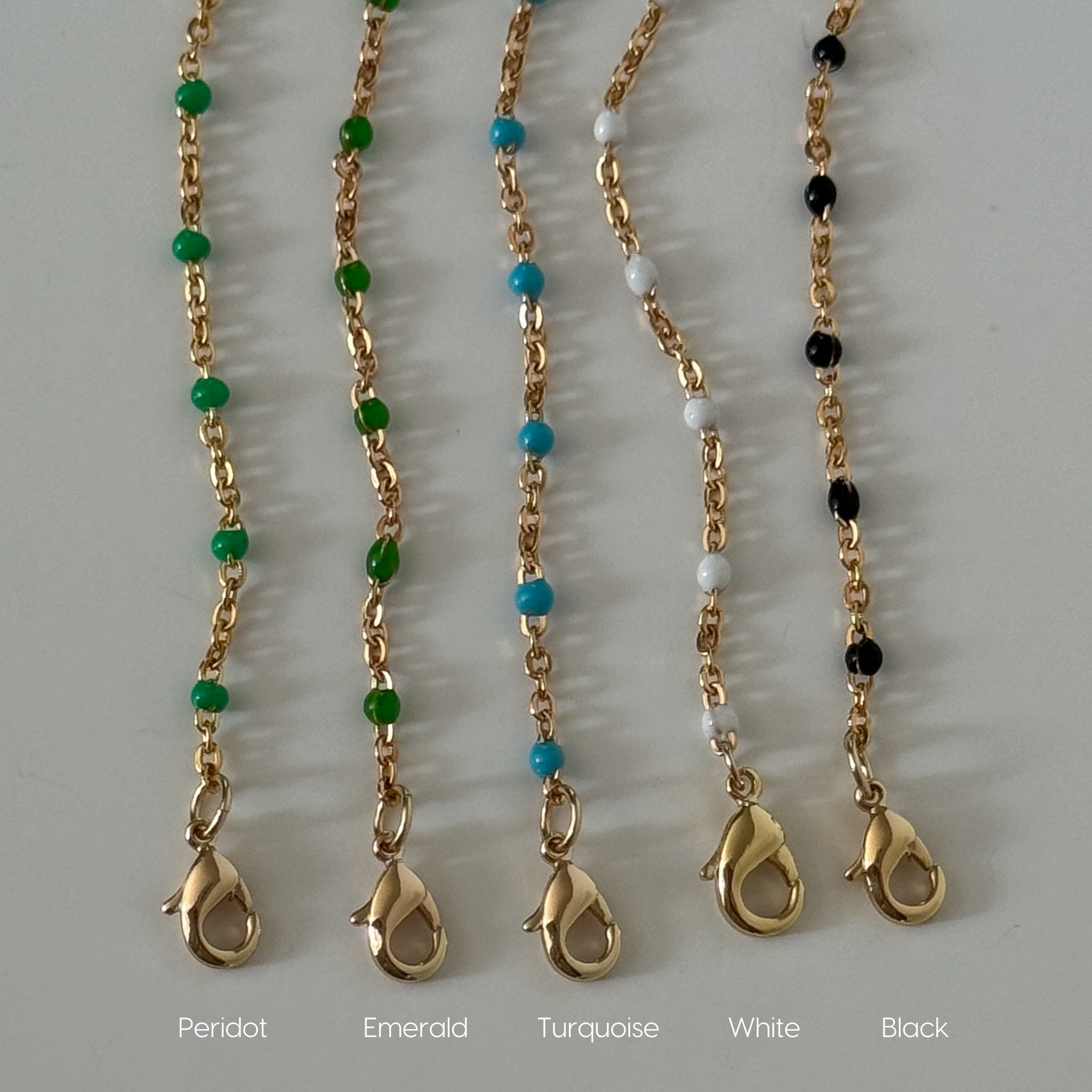 Dainty Beaded Color Enamel Satellite Chain Bracelet  Necklace Jewelry