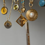 vintage designer authentic repurposed pendant necklaces shimmering from gold filled chains