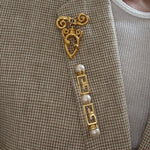 Vintage Givenchy Pearl Scroll Bar Brooch