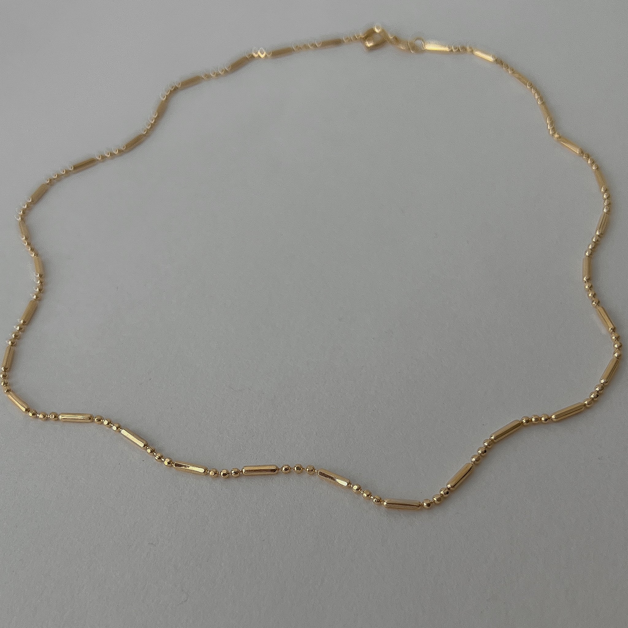 Gold Filled Ball and Bar Dainty Layering Chain Necklace