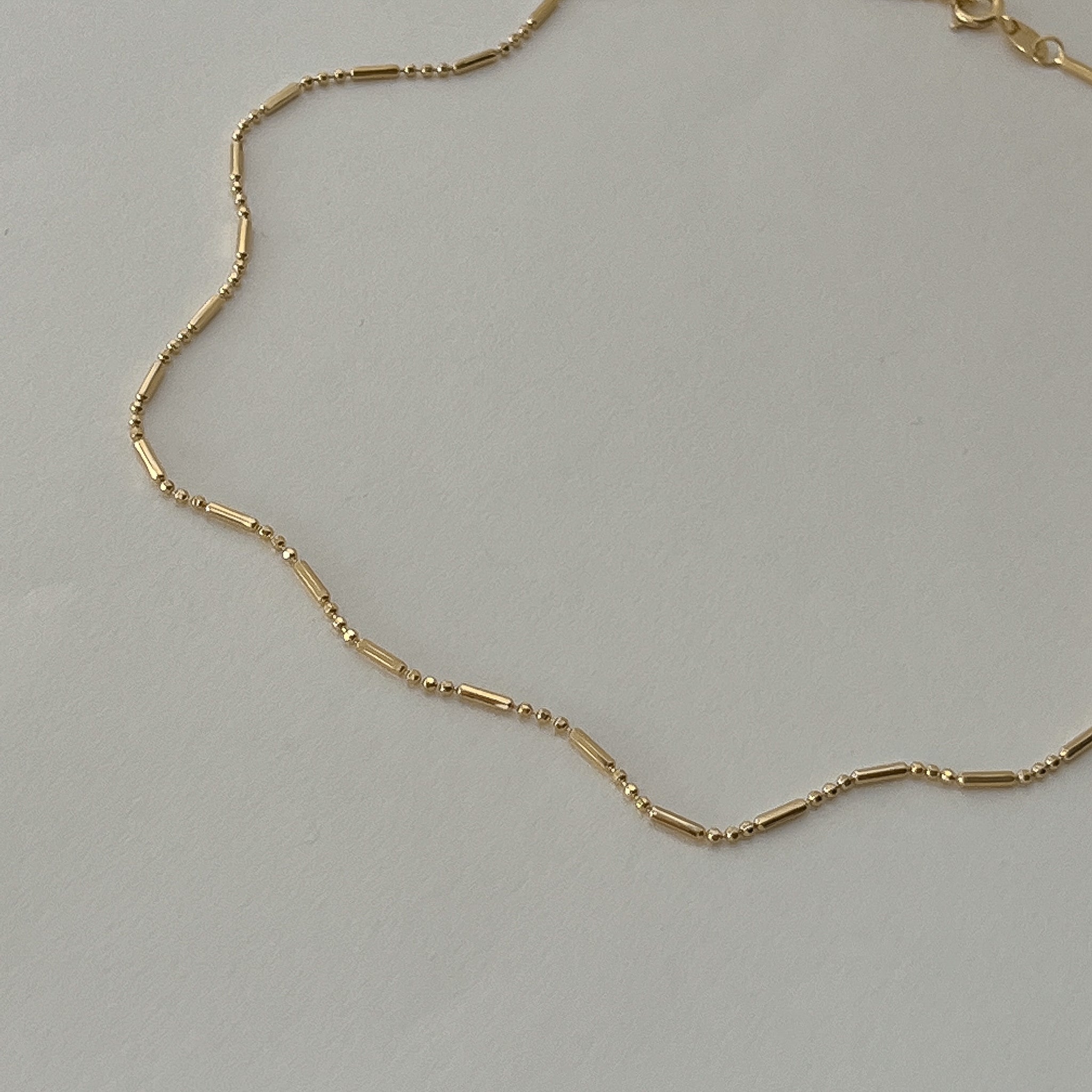 Gold Filled Ball and Bar Dainty Layering Chain Necklace