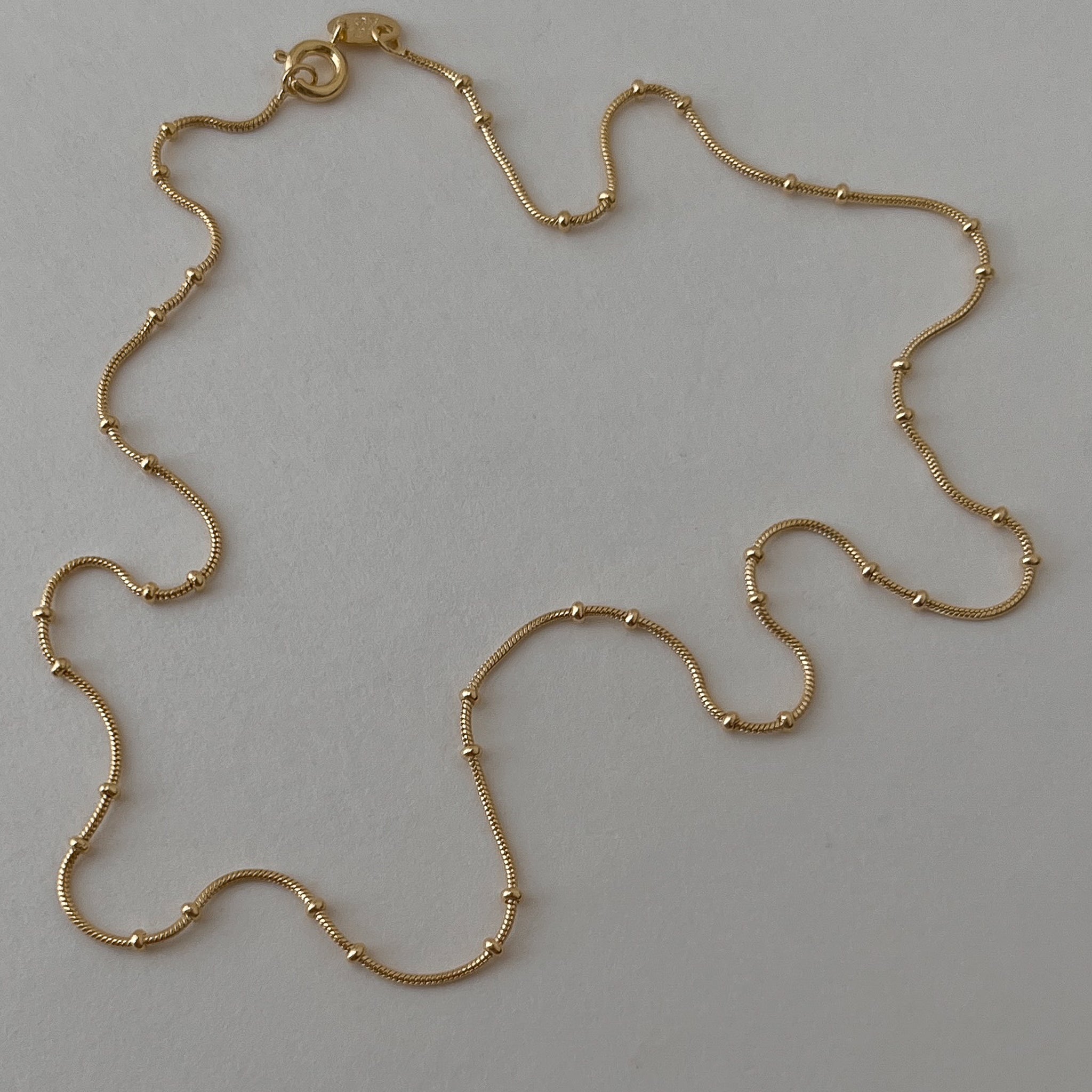 18k Gold Filled Snake Balls Satellite Dainty Layering Chain