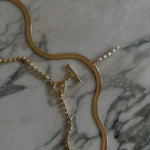 18k Gold Filled Best Selling Toggle Chain Herringbone Pearl Charm