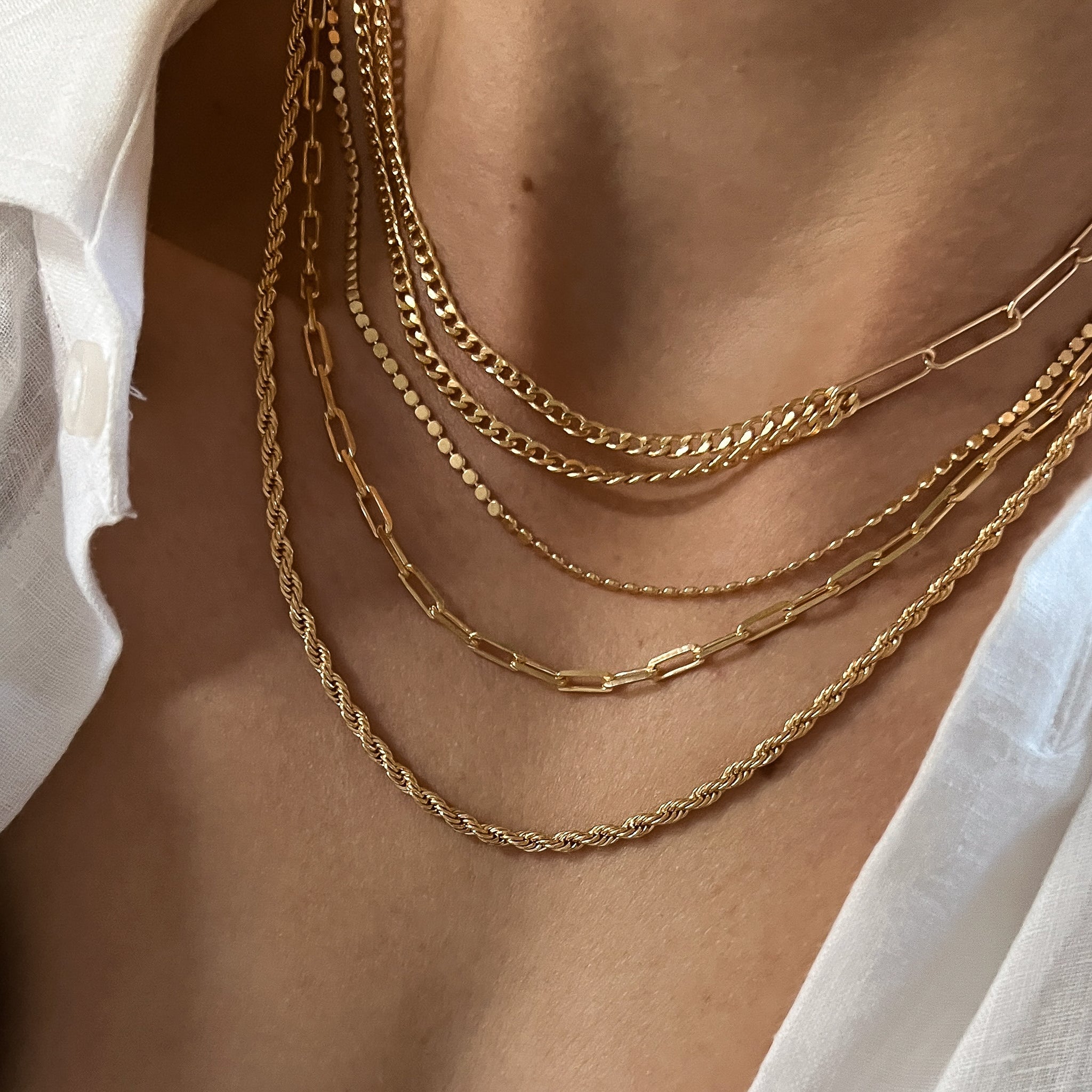 Gold Filled Mixed Link Chain Necklace - Curb Chain and Paperlink Duo