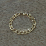 18k Gold Filled Flat Curb Link Chain Bracelet 8mm Width