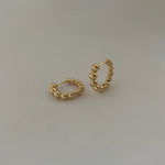 Gold Rounded Beaded Bubble Ball 20mm Huggie Hoop Earrings 18k gold filled