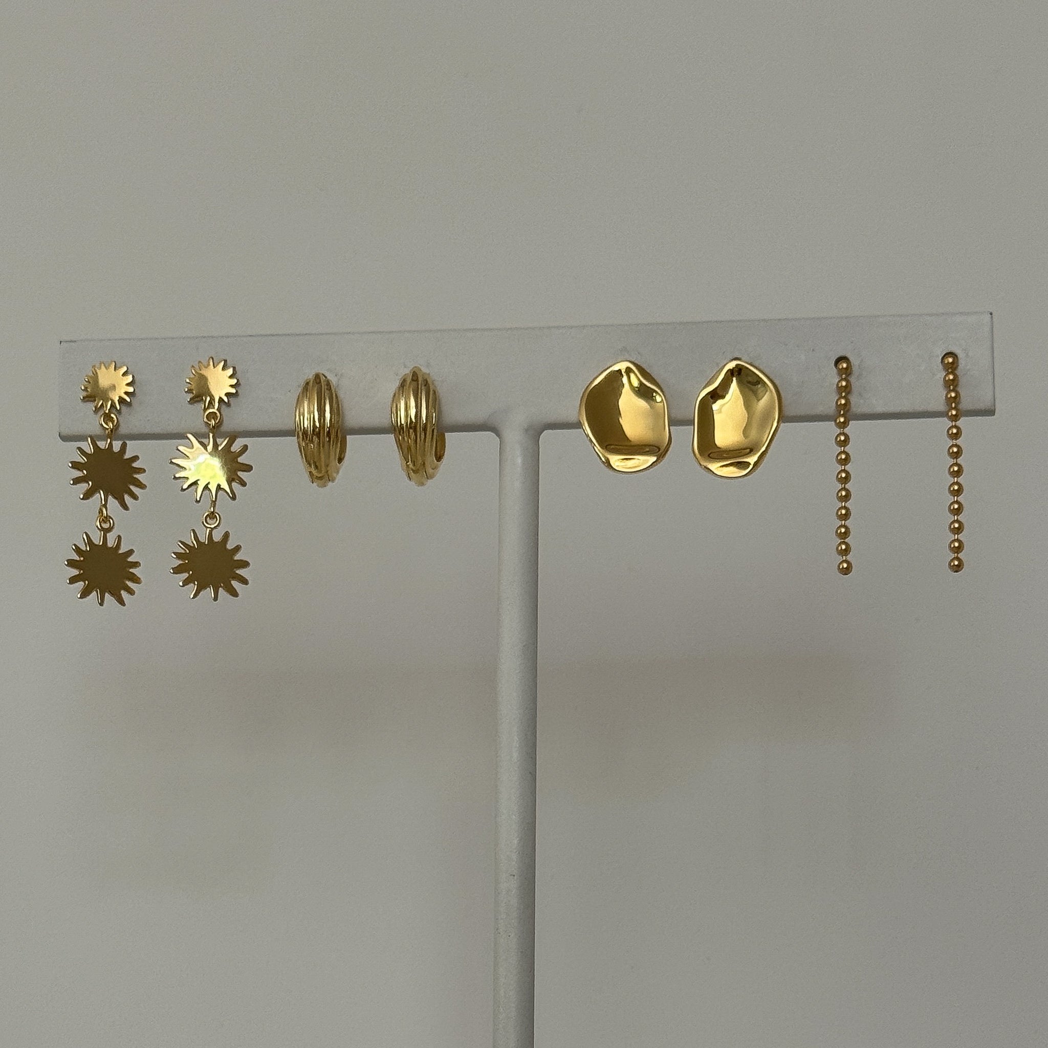 Dainty Dangle Ball Chain Stud Earring 18k Gold Vermeil