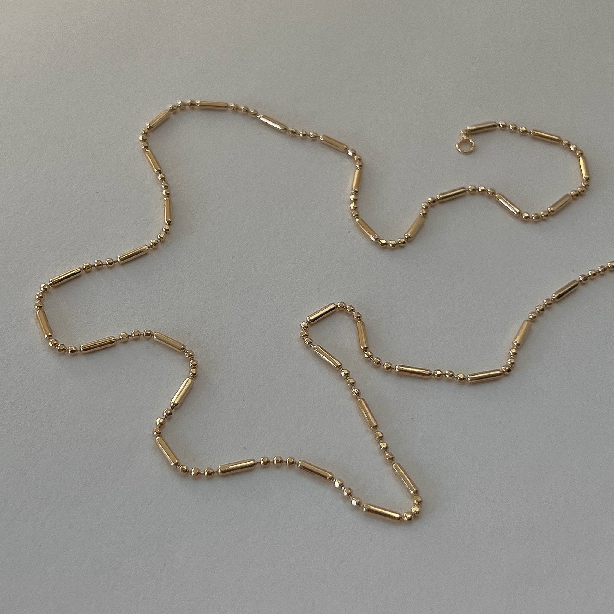 Gold Filled Ball and Bar Dainty Layering Chain Necklace
