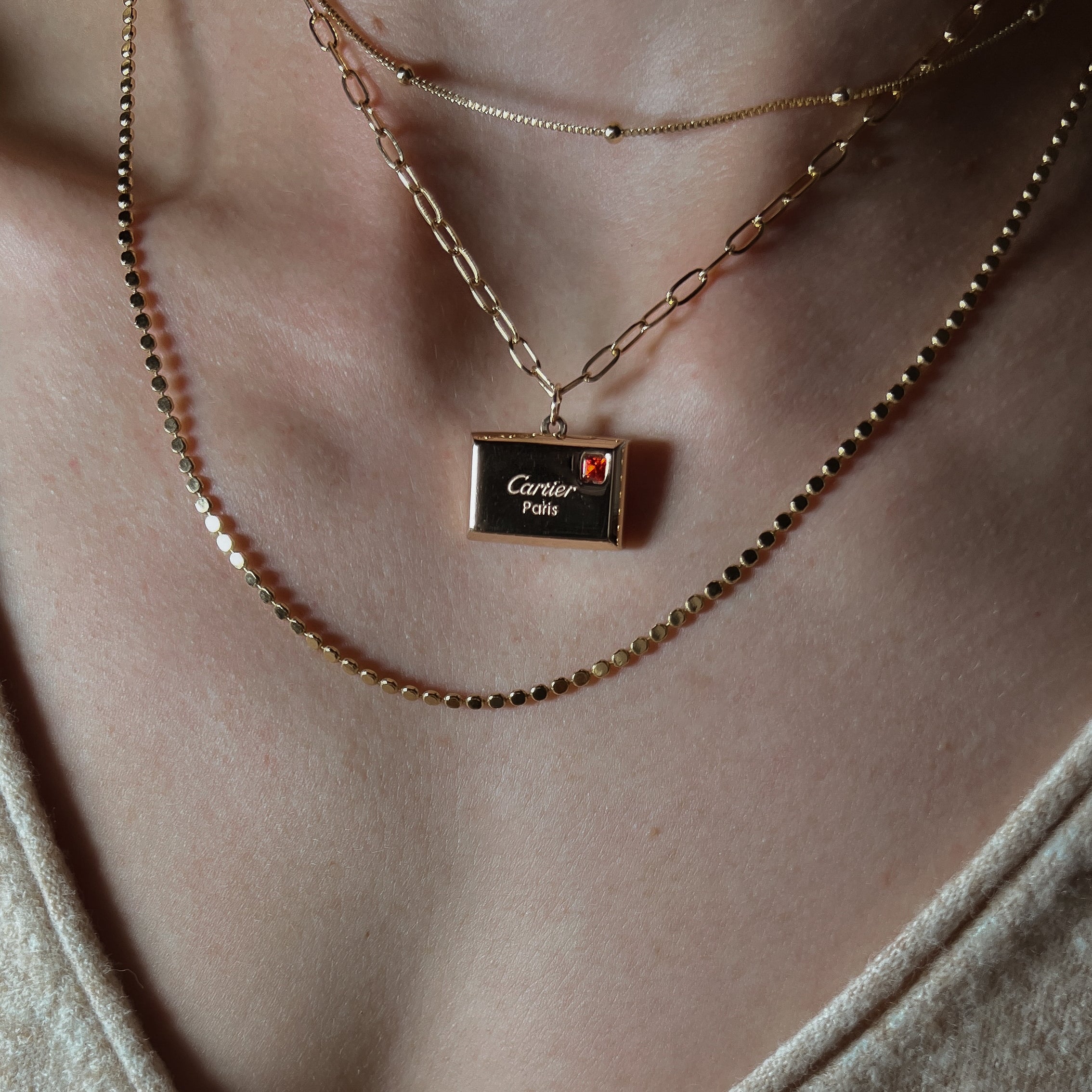 Vintage Repurposed Authentic Cartier Gold Pendant Necklace