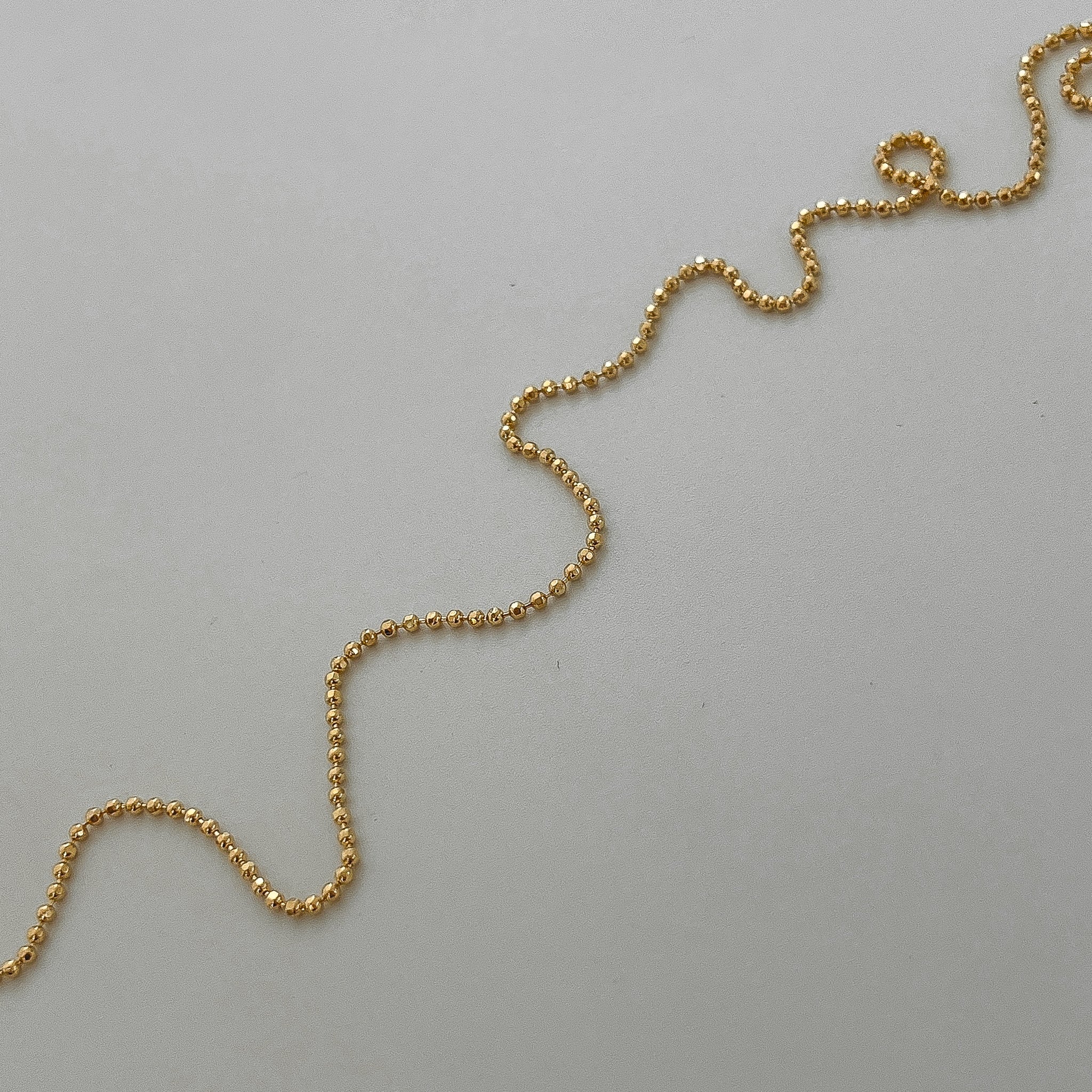18k gold filled diamond cut ball chain choker layering necklace
