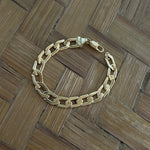 18k Gold Filled Flat Curb Link Chain Bracelet 8mm Width