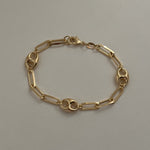 18k Gold Filled trendy mariner link bracelet set into a paperclip link chain