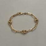 18k Gold Filled trendy mariner link bracelet set into a paperclip link chain