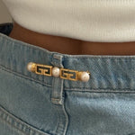 Vintage Givenchy Pearl Scroll Bar Brooch