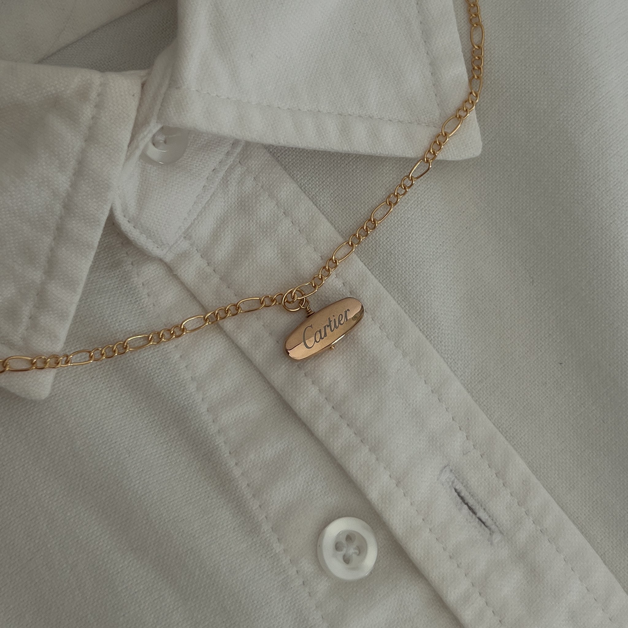 Vintage Authentic Repurposed Designer Cartier Pendant Necklace on 18k Gold Filled Satellite ball Chain