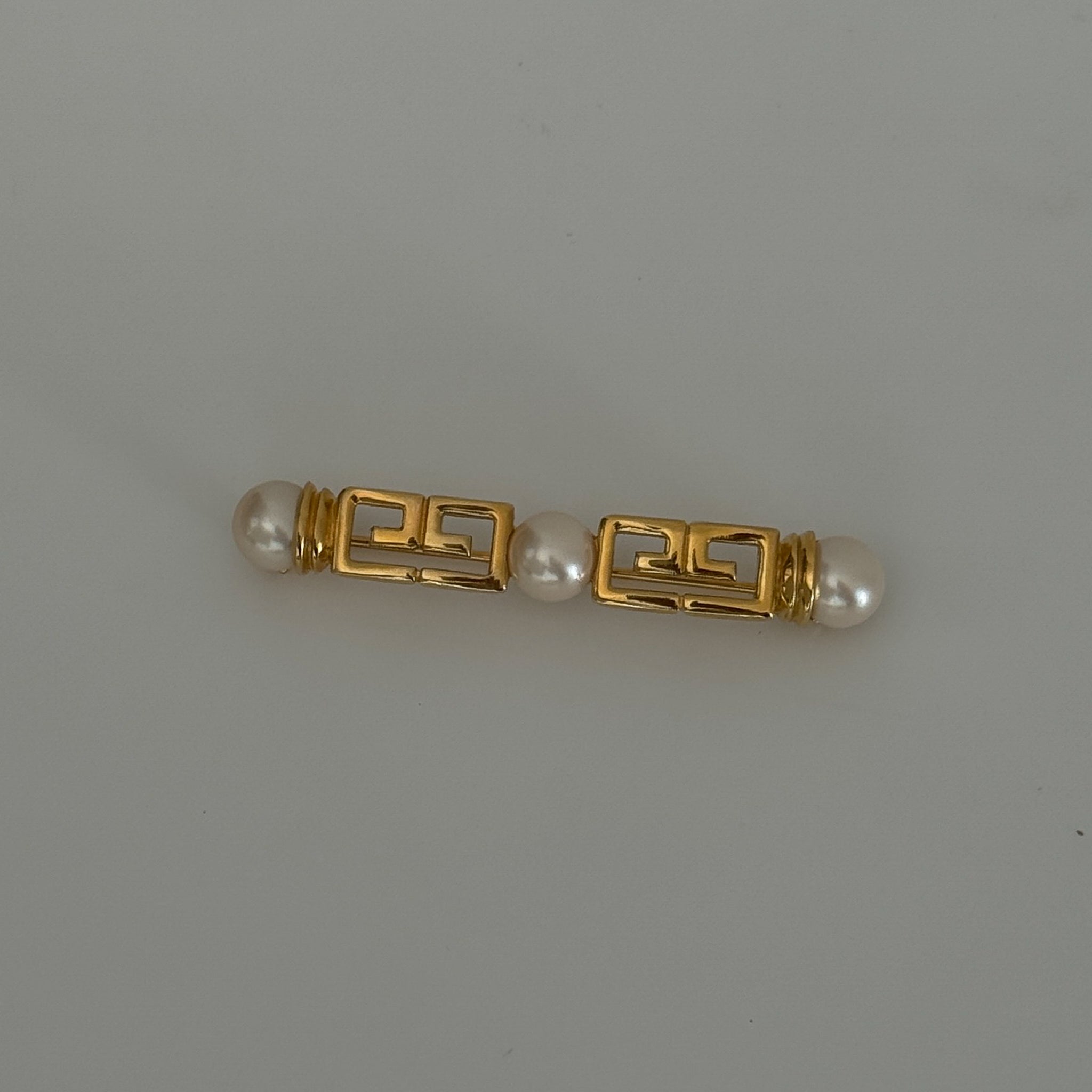 Vintage Givenchy Pearl Scroll Bar Brooch