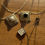 Vintage Givenchy Cream Letter Logo Square Pendant Necklace. Designer Luxury. Repurposed. Authentic.