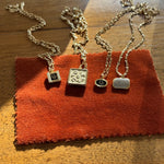 Vintage Givenchy Cream Letter Logo Square Pendant Necklace. Designer Luxury. Repurposed. Authentic.