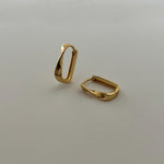 Gold Filled Twisted Geometric 15.5mm Oblong U-Shaped Hoop Earrings in Gold