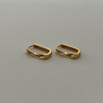 Gold Filled Twisted Geometric 15.5mm Oblong U-Shaped Hoop Earrings in Gold