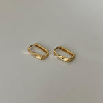 Gold Filled Twisted Geometric 15.5mm Oblong U-Shaped Hoop Earrings in Gold