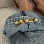 Vintage Givenchy Pearl Scroll Bar Brooch