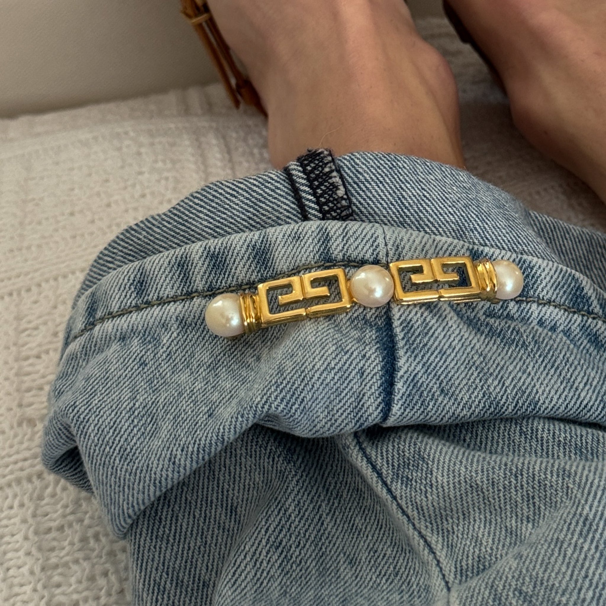 Vintage Givenchy Pearl Scroll Bar Brooch