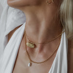 Gold Filled Pearl Keshi Freshwater Charm Ball Chain Necklace