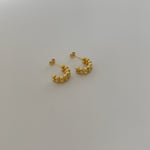 Beaded Double Row Gold Hoop Huge Earring