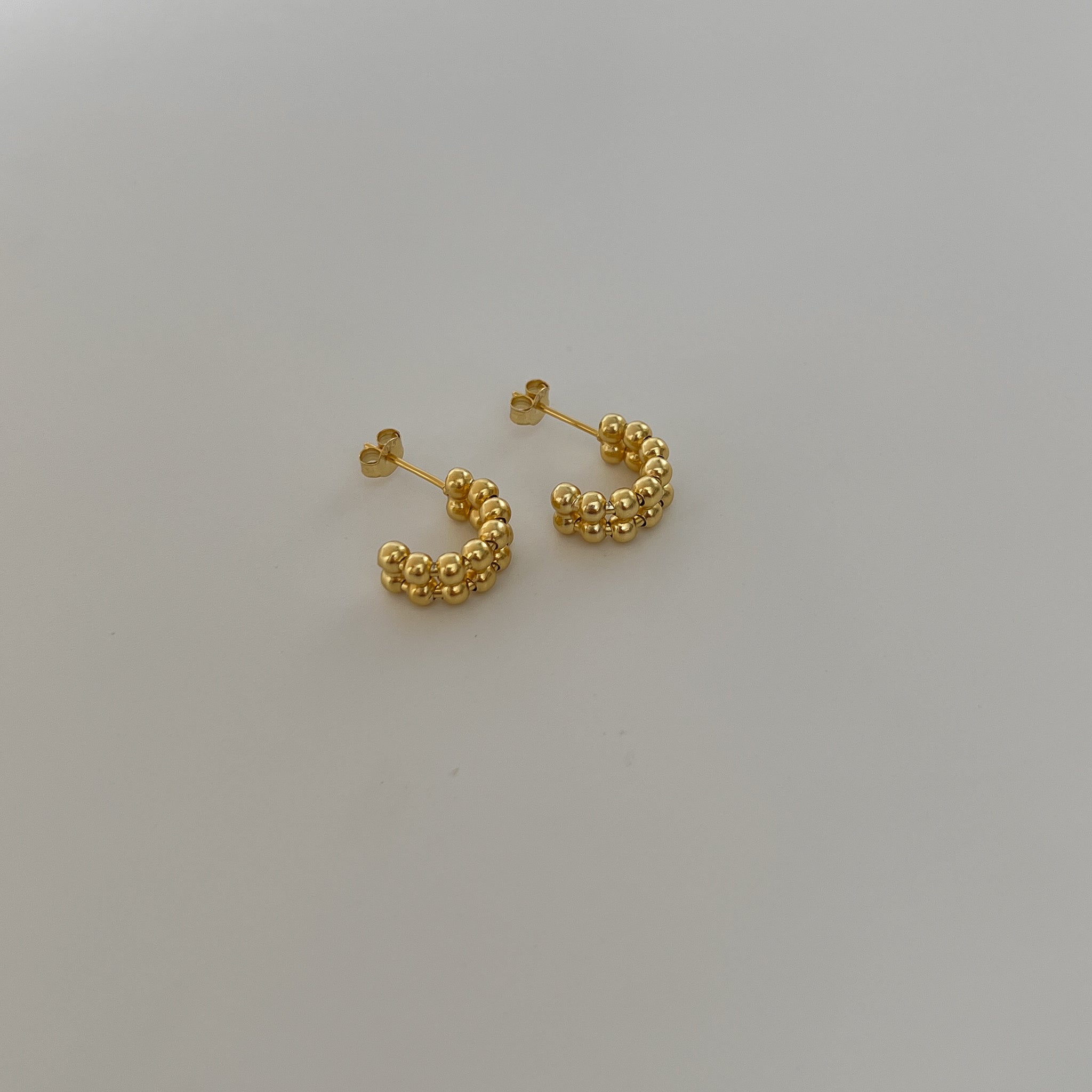 Beaded Double Row Gold Hoop Huge Earring