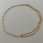 Gold Filled Mixed Link Chain Necklace - Curb Chain and Paperlink Duo