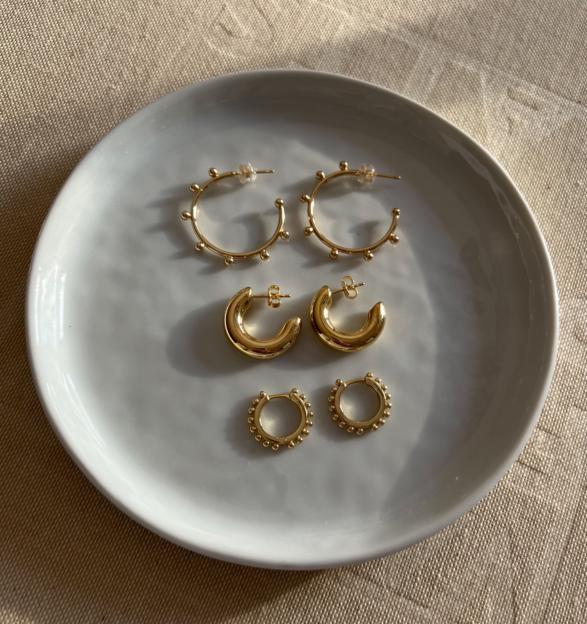 Gold Filled Studded Boho Chic Hoop Earrings