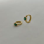 Emerald Gold Huggie Hoop Earring
