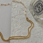 Gold Filled Mixed Link Chain Necklace - Curb Chain and Paperlink Duo