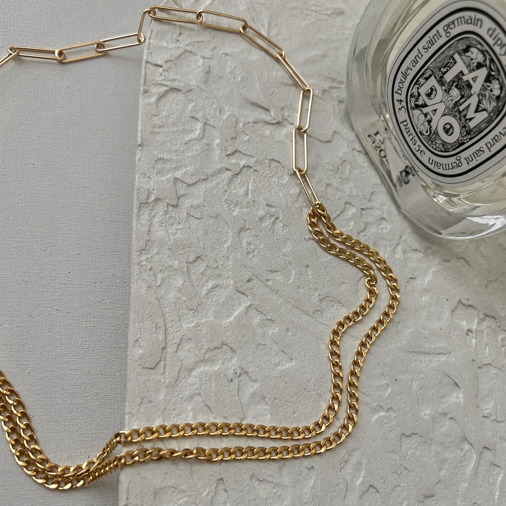 Gold Filled Mixed Link Chain Necklace - Curb Chain and Paperlink Duo