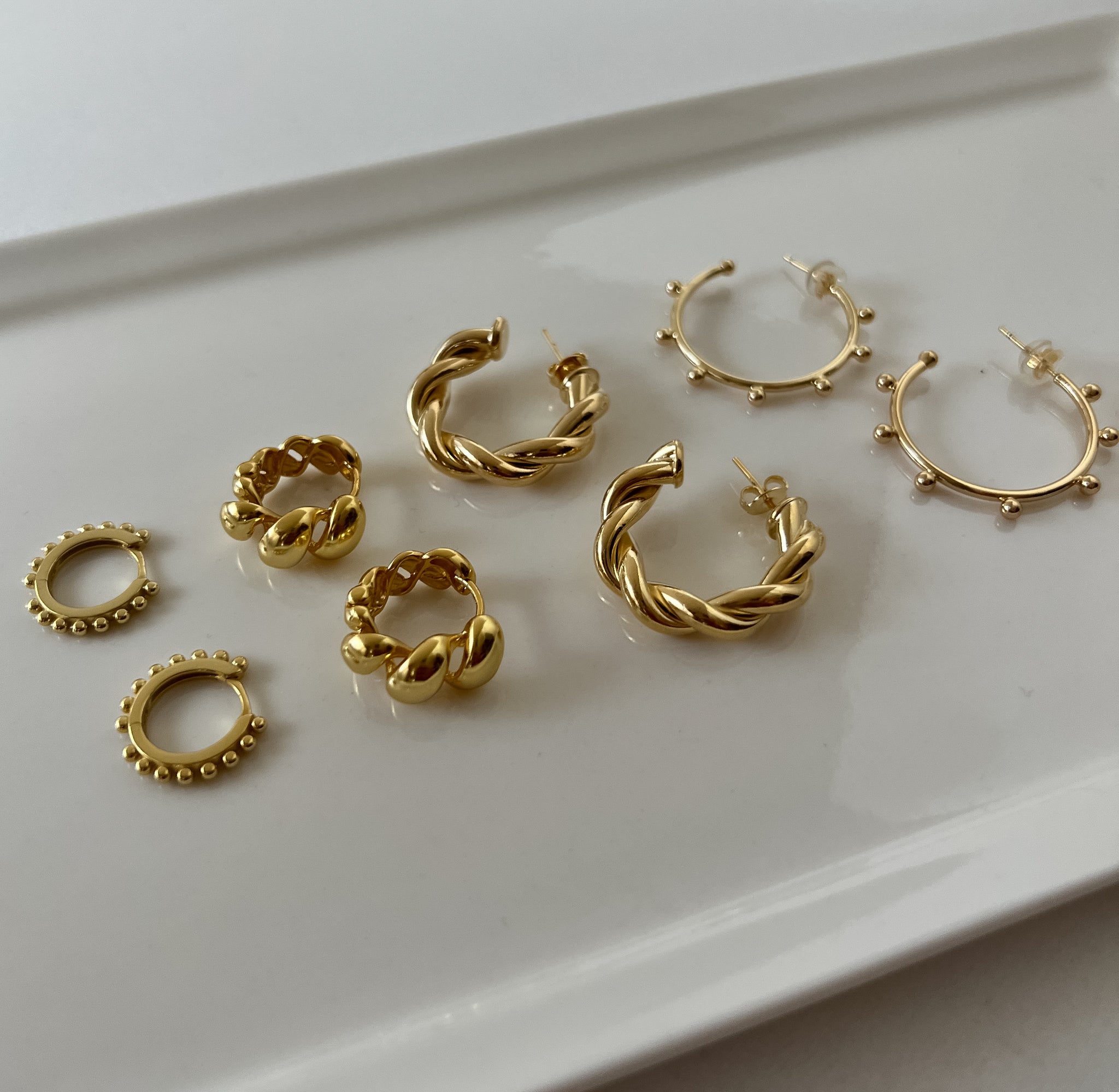 Gold Twist Trendy Unique Hoop Earrings