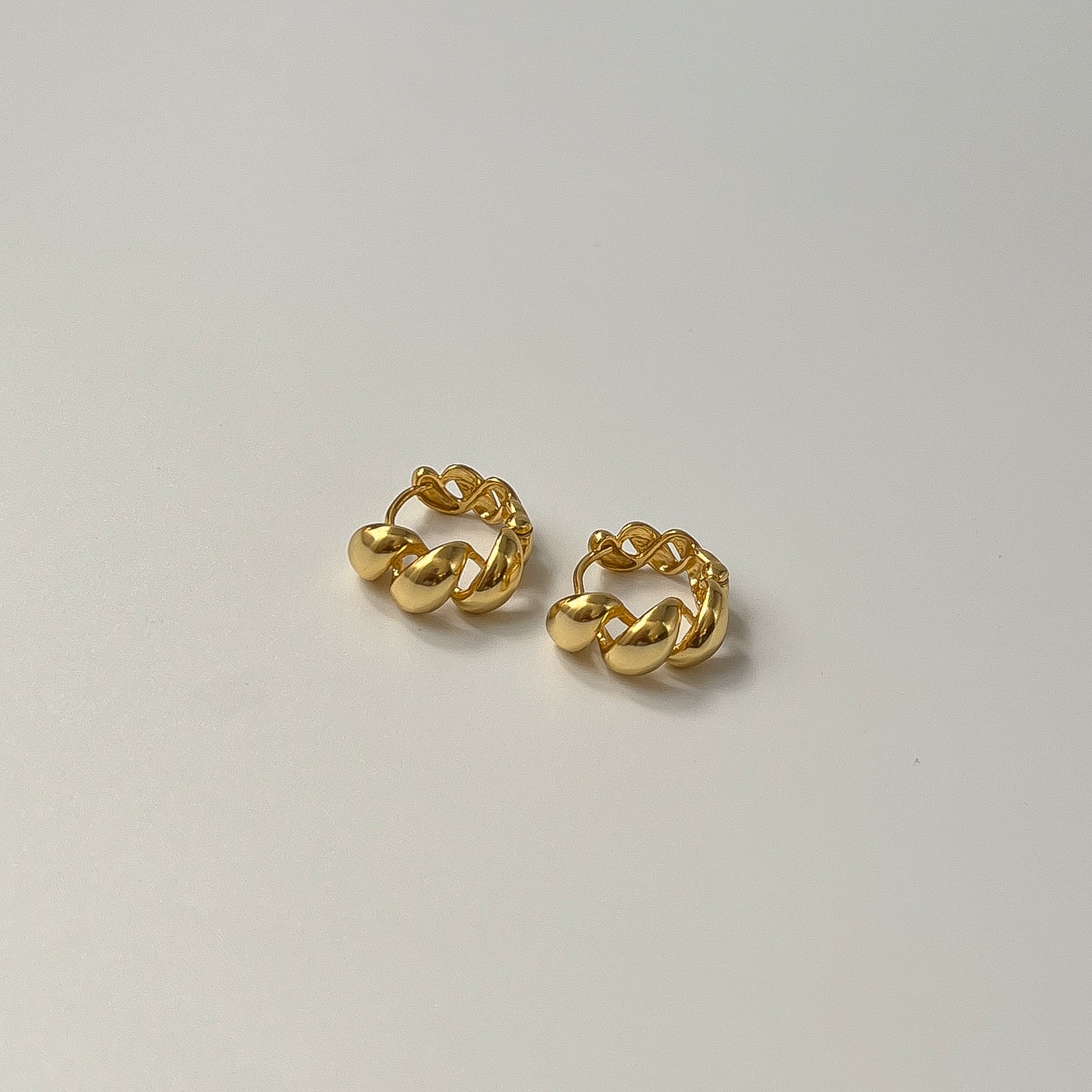 Gold Twist Trendy Unique Hoop Earrings