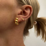 Gold Twist Trendy Unique Hoop Earrings
