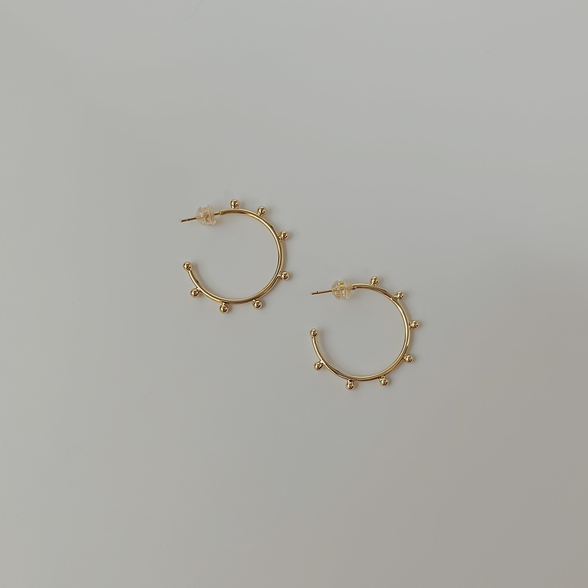 Gold Filled Studded Boho Chic Hoop Earrings
