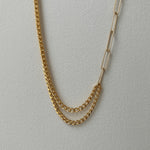 Gold Filled Mixed Link Chain Necklace - Curb Chain and Paperlink Duo