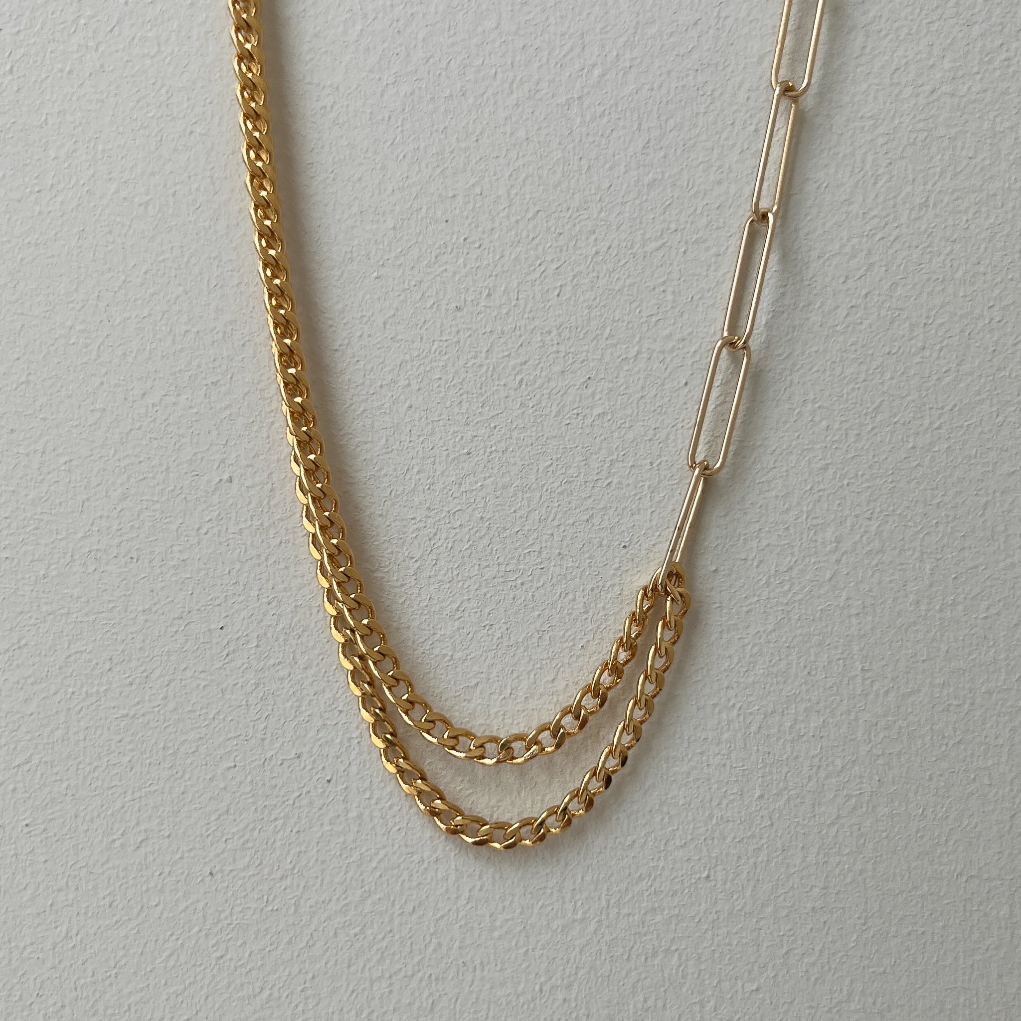 Gold Filled Mixed Link Chain Necklace - Curb Chain and Paperlink Duo