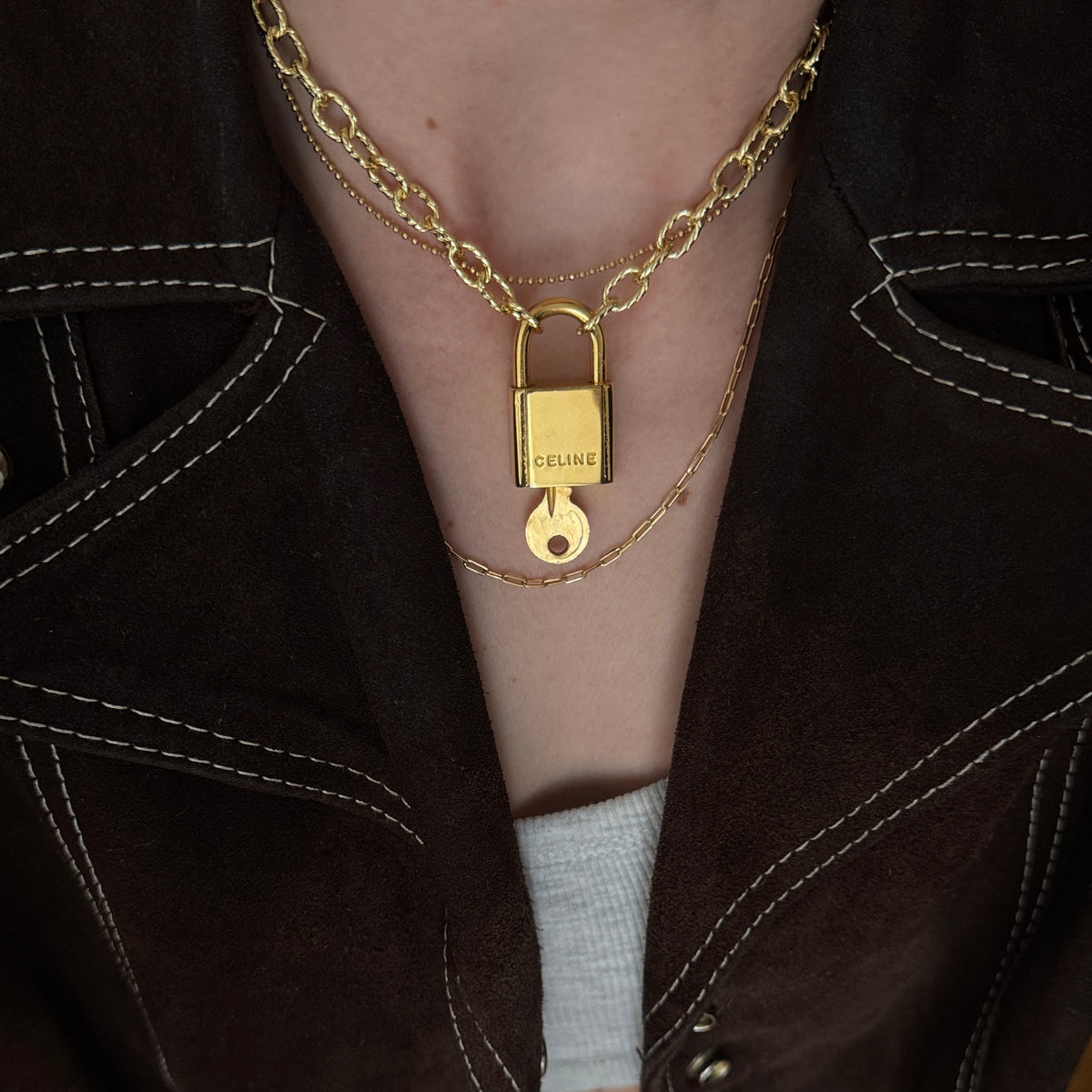 Celine Key Chain Vintage Céline Lock & Key Necklace – Re-Dunne