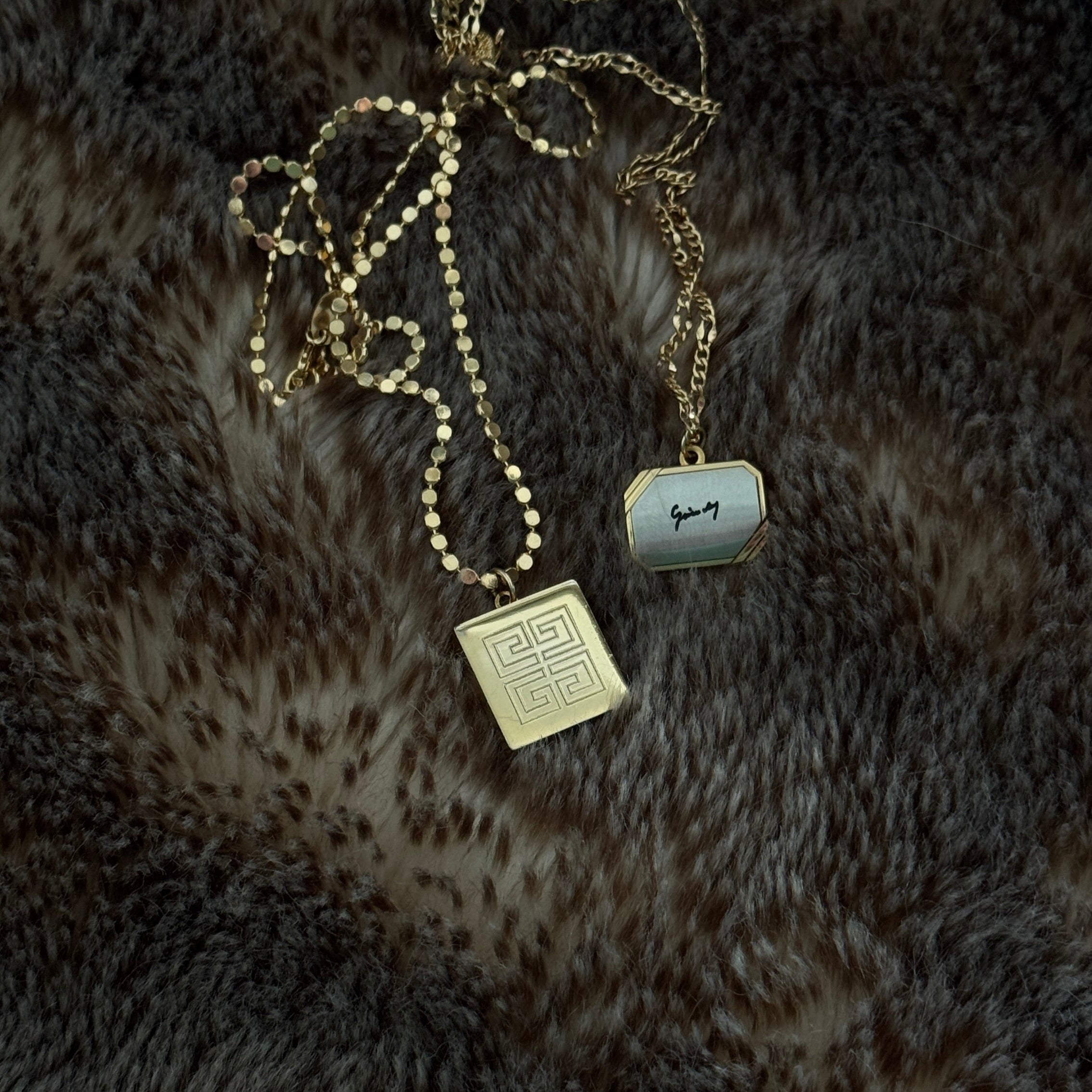 Vintage Authentic Givenchy Gold Silver Pendant Necklace