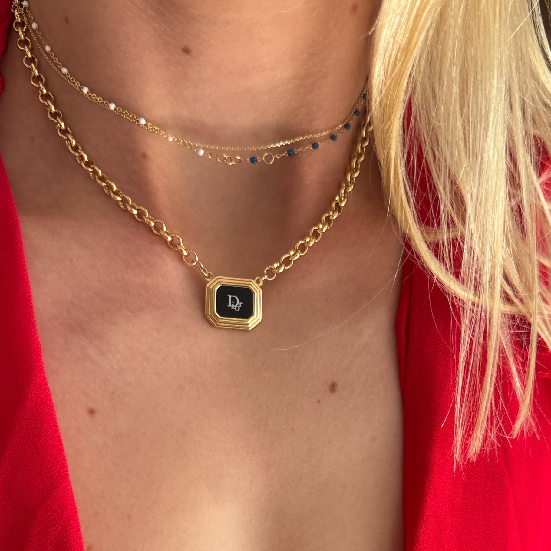 Close up of vintage Dior necklace