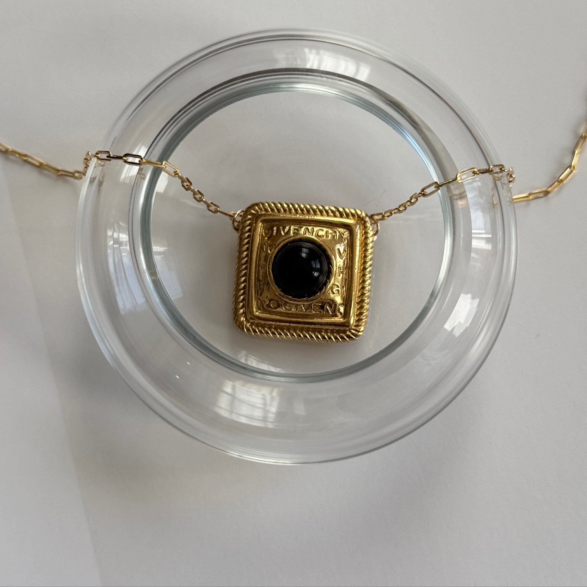 Vintage Givenchy Statement Logo Gold Unique Pendant Necklace