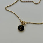 Vintage YSL Yves Saint Laurent Initial Pendant Necklace Designer Authentic Recreated by hand. Toggle Chain Choker