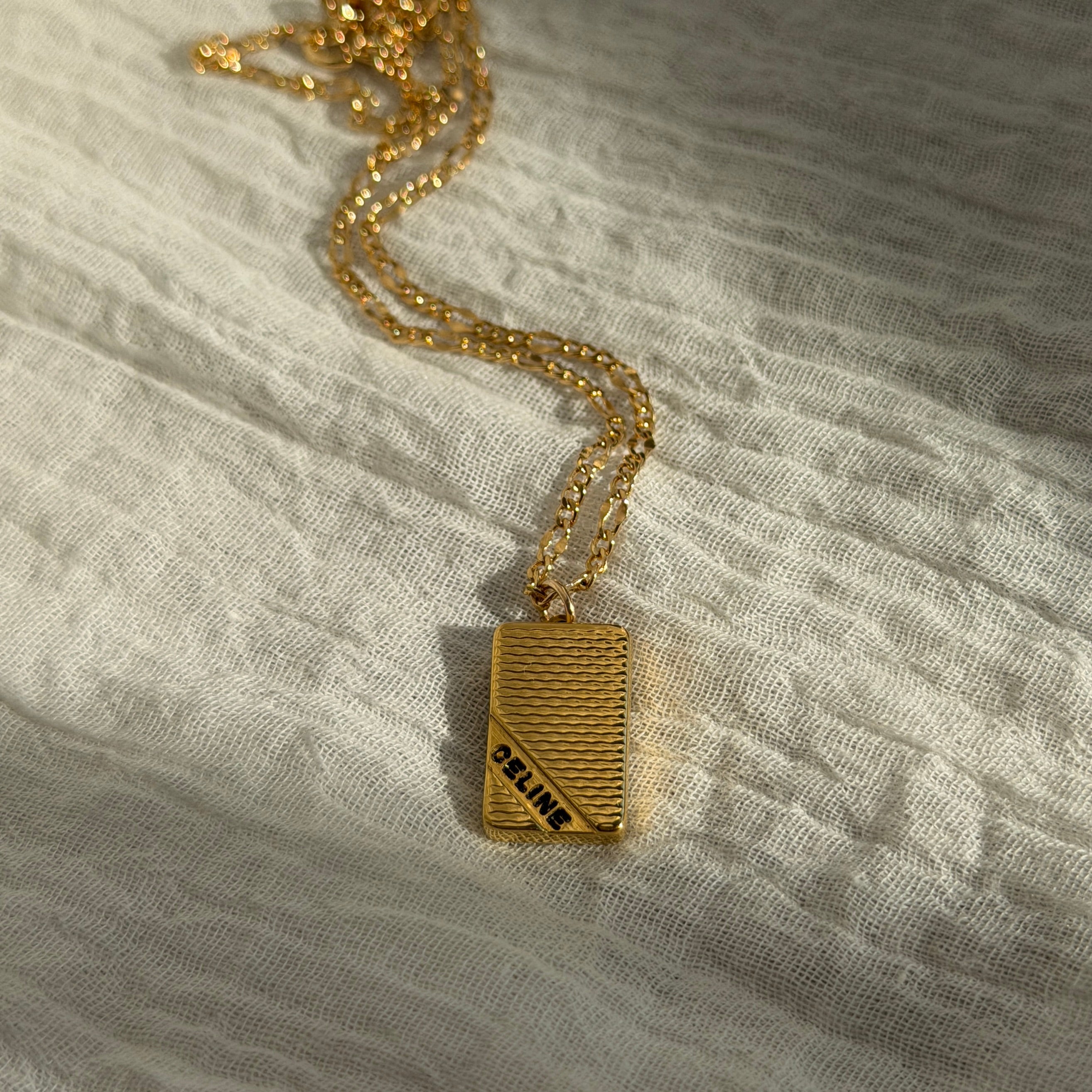 ✨良品✨CELINE ♡ Vintage ♡ necklace Vintage Celine Textured Gold Pendant Necklace – Re-Dunne